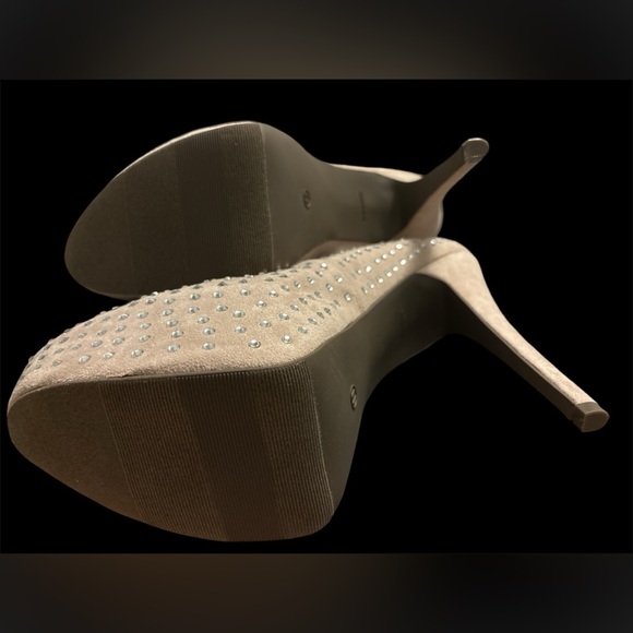 Nude Platform Heels Covered in Rhinestones - Picture 2 of 8